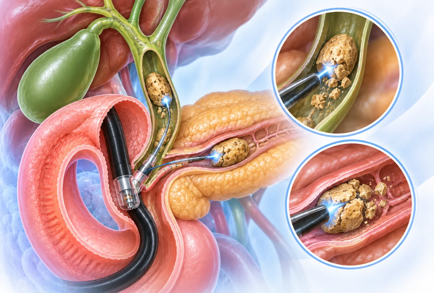 SpyGlass with Thulium Laser for Large CBD & Pancreatic Duct (PD) Stones